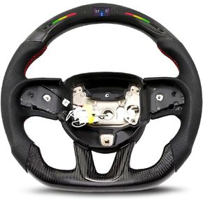 Carbon Fiber Steering Wheel Compatible with Challenger Charger Durango 2015-2024 Grand Cherokee SRT 2014-2024(Compatible with SXT/GT/R/T/SCAT PACK/SRT HELLCAT All Models)