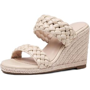 Mikarka Slip on Wedge Sandals for Women: Open Tee Ese Espadrilles الأوتاد - الأشرطة المضفرات ، منصة منتجع صيف صيفية شاطئية شاطئية شريحة Slides Slides