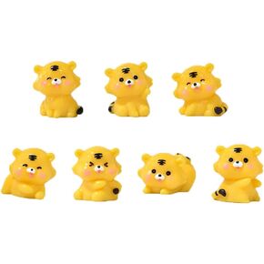 NUOBESTY Mini Resin Tiger Figurine 7Pcs Small Figurine Dolls Cute Desktop OrnamentLovely Tigers Animal Figurines Playset for 2022 Chinese New Year Home Car Decoration Resin Tiger Miniature