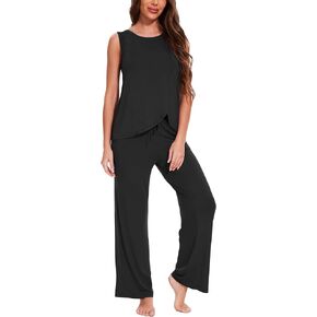 Bamboo Viscose Pajamas for Women Set, Soft Tank and Drawstring Pants Lounge Sets, Sleeveless Lightweight Sleepwear Pj Set