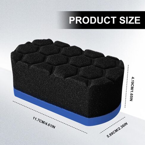 2PCS Tire Waxing Applicator Pad, Sponge Pad, Easy Grip Hex Logic Tire Shine Dressing Applicator Sponge, Car Durable and Reusable Cleaning Foam Sponges for Wheel Tire Polishing (Blue) in Kuwait