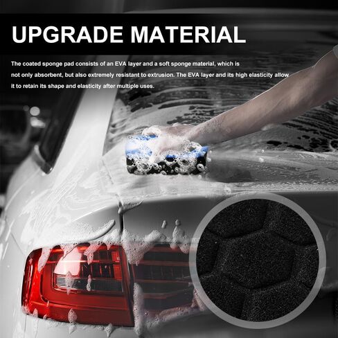2PCS Tire Waxing Applicator Pad, Sponge Pad, Easy Grip Hex Logic Tire Shine Dressing Applicator Sponge, Car Durable and Reusable Cleaning Foam Sponges for Wheel Tire Polishing (Blue) in Kuwait