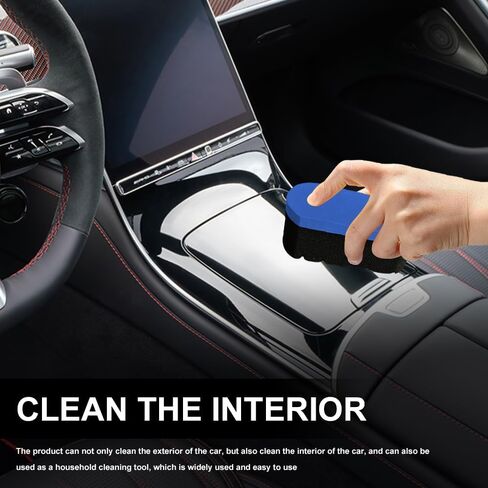 2PCS Tire Waxing Applicator Pad, Sponge Pad, Easy Grip Hex Logic Tire Shine Dressing Applicator Sponge, Car Durable and Reusable Cleaning Foam Sponges for Wheel Tire Polishing (Blue) in Kuwait