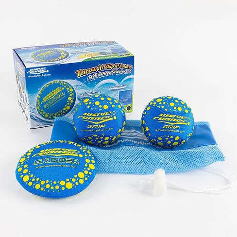 Wave Runner Soft Foam Water Skipping Ball | 2-Pack Bundle | Speed Duo Set Includes Two Water Bouncing Balls Mega Ball & Grip Ball | Great Summer Toy for Beach Swimming Pool River Lake in Saudi Arabia
