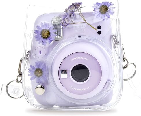HIYQIN instax Mini Camera Case, Clear Case for Instax Mini 12/11/9/8/8+/40 Instant Camera Dry Flower PVC Bag Cover with Adjustable Strap in Saudi Arabia