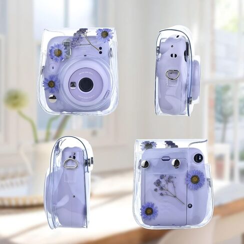 HIYQIN instax Mini Camera Case, Clear Case for Instax Mini 12/11/9/8/8+/40 Instant Camera Dry Flower PVC Bag Cover with Adjustable Strap in Saudi Arabia