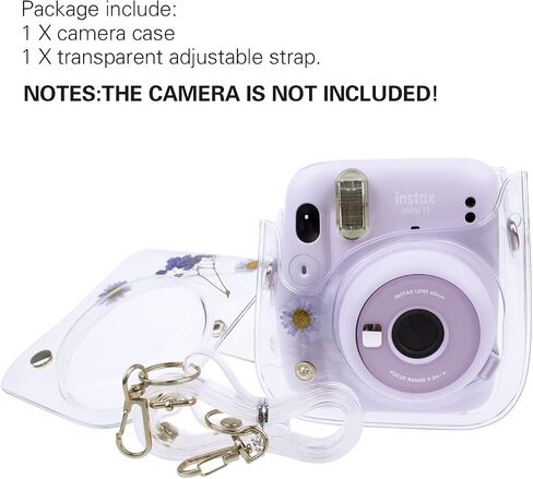 HIYQIN instax Mini Camera Case, Clear Case for Instax Mini 12/11/9/8/8+/40 Instant Camera Dry Flower PVC Bag Cover with Adjustable Strap in Saudi Arabia