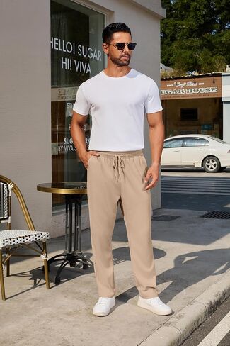 COOFANDY Men's Casual Pants Waffle Knit Yoga Pants Lightweight Sweatpants Open Bottom Lounge Trousers in Saudi Arabia