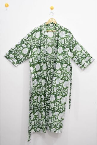 Hand block print Cotton Kimono bikini cover up,Indian Hand block print Cotton Bath Robe,Swim Wear,Nighrwere Dressing Gown in Kuwait