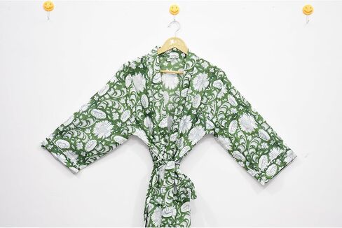 Hand block print Cotton Kimono bikini cover up,Indian Hand block print Cotton Bath Robe,Swim Wear,Nighrwere Dressing Gown in Kuwait