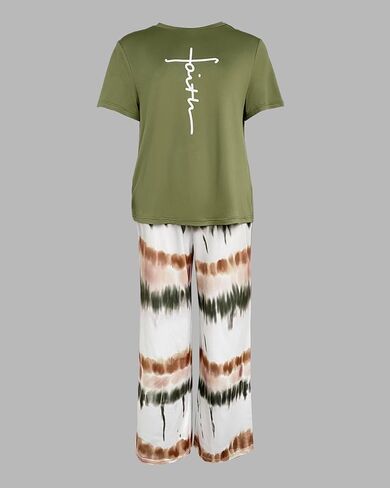 CHICME Womens Pajamas Sets 2 Piece Short Sleeve Lounge Set Printed Loose Pants Pj Sets Loungewear Set in Kuwait