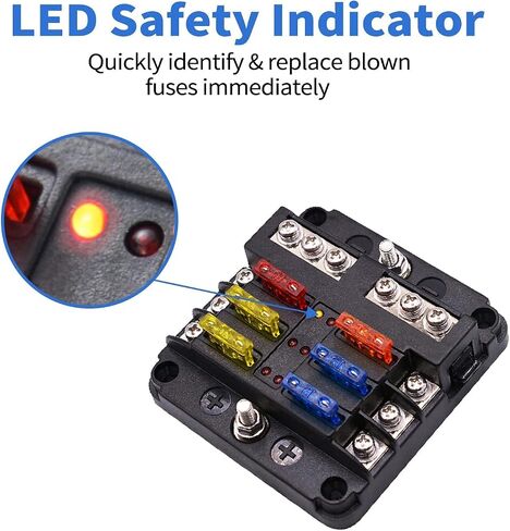 Soyond 6 Way Marine Fuse Block Fuse Box with LED Warning Indicator Fuse Panel for RV Boat Car Truck in Saudi Arabia