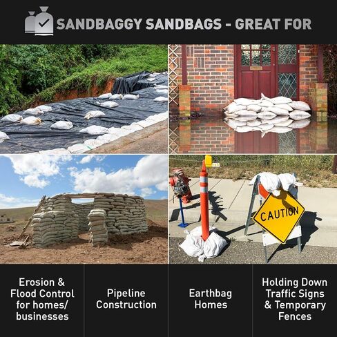 Sandbags for Flooding - Size: 18" x 30" - Color: White - Sand Bag - Flood Water Barrier - Water Curb - Tent Sandbags - Store Bags by Sandbaggy (5000 Bags) in Kuwait