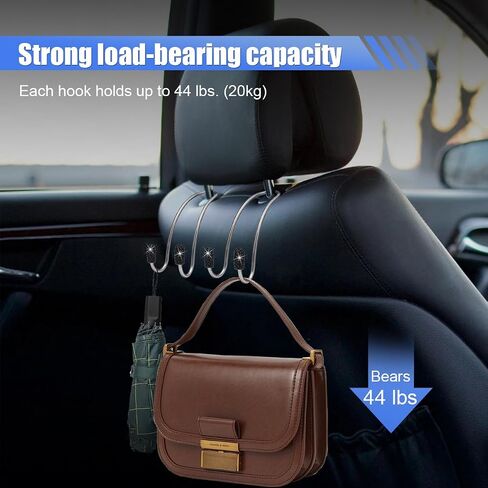 2PCS Car Headrest Hook Hangers, Bling Stainless Steel Car Backseat Holder, Strong Car Headrest Storage Hooks, Universal Car Organizers Accessories for Coats Umbrellas Grocery Handbags (White) in Saudi Arabia