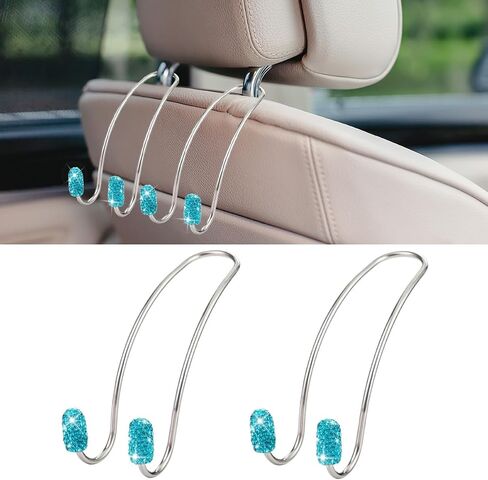 2PCS Head Headrest Hook Hook Hook ، Bling Stains Steel Car Backseate ، Heads Headrest Storage Hooks ، و Universal Car Pornizersories for Coats Umbrellas Portcles (White) in Saudi Arabia