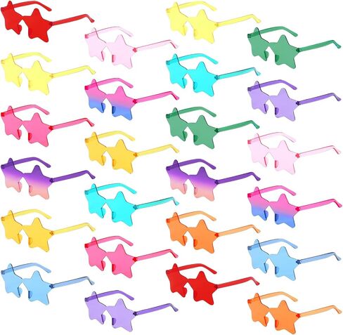 Matcheck 24 Heart/Star Shaped Sunglasses Kids Rimless Party Glasses Transparent Colored Funny Boy/Girls Birthday Favors in Saudi Arabia