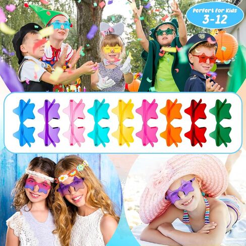 Matcheck 24 Heart/Star Shaped Sunglasses Kids Rimless Party Glasses Transparent Colored Funny Boy/Girls Birthday Favors in Saudi Arabia
