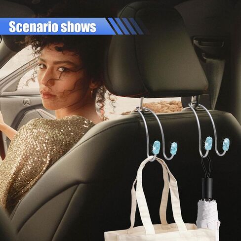 2PCS Head Headrest Hook Hook Hook ، Bling Stains Steel Car Backseate ، Heads Headrest Storage Hooks ، و Universal Car Pornizersories for Coats Umbrellas Portcles (White) in Saudi Arabia