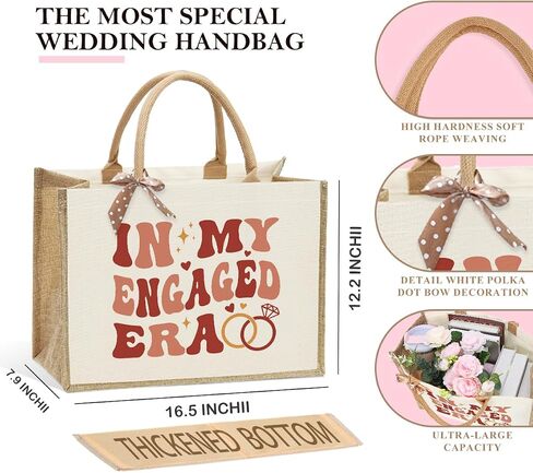 KongMoTree Bride Bag, Bride Gifts, Bridal Shower Gifts, Canvas Tote Bag, Wedding Honeymoon Gift Reusable Shoulder Bags in Kuwait