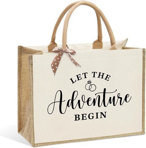 KongMoTree Bride Bag, Bride Gifts, Bridal Shower Gifts, Canvas Tote Bag, Wedding Honeymoon Gift Reusable Shoulder Bags in Kuwait