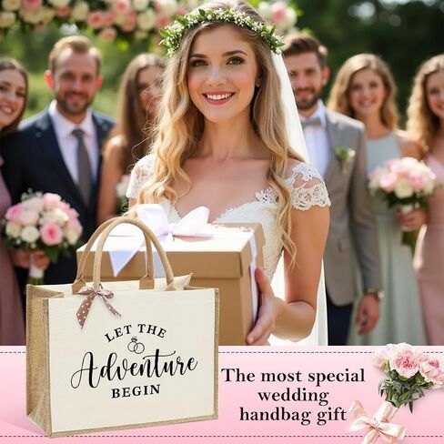 KongMoTree Bride Bag, Bride Gifts, Bridal Shower Gifts, Canvas Tote Bag, Wedding Honeymoon Gift Reusable Shoulder Bags in Kuwait