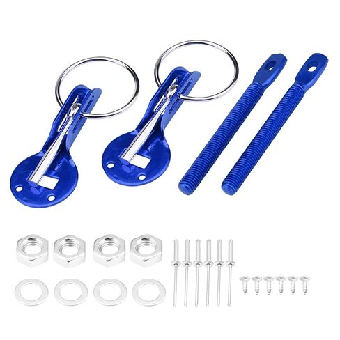 Universal Hood Latch Lock, Blue Lock Pins Hood Pin Lock Kit 4 Colors Stainless Steel Hood Latch Pins Hood Pin Lock Latch Car Hood Pins Lock Latch Kit for Car Racing Sport (Blue) in Saudi Arabia