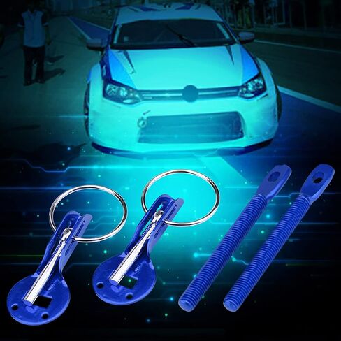 Universal Hood Latch Lock, Blue Lock Pins Hood Pin Lock Kit 4 Colors Stainless Steel Hood Latch Pins Hood Pin Lock Latch Car Hood Pins Lock Latch Kit for Car Racing Sport (Blue) in Saudi Arabia