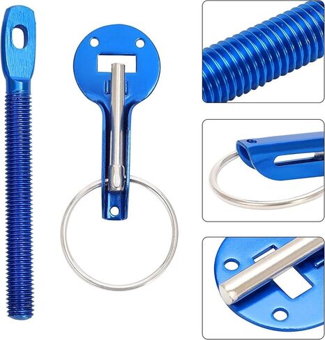 Universal Hood Latch Lock, Blue Lock Pins Hood Pin Lock Kit 4 Colors Stainless Steel Hood Latch Pins Hood Pin Lock Latch Car Hood Pins Lock Latch Kit for Car Racing Sport (Blue) in Saudi Arabia