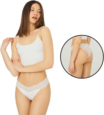 Thongs Cottonhill Lace for Women - سراويل داخلية مثيرة لللبن الداخلي - ملابس داخلية سلسة ومصاببة - لا تظهر اللباس الداخلي للسيدات in Kuwait