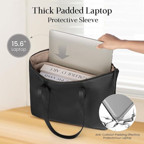 Genuine Leather Tote Bag for Women Large Work Tote Purse with Adjustable Strap Top-Handle Handbags with Zipper in Kuwait