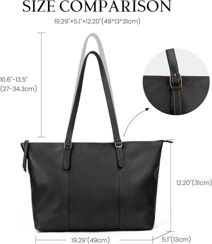 Genuine Leather Tote Bag for Women Large Work Tote Purse with Adjustable Strap Top-Handle Handbags with Zipper in Kuwait