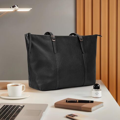 Genuine Leather Tote Bag for Women Large Work Tote Purse with Adjustable Strap Top-Handle Handbags with Zipper in Kuwait