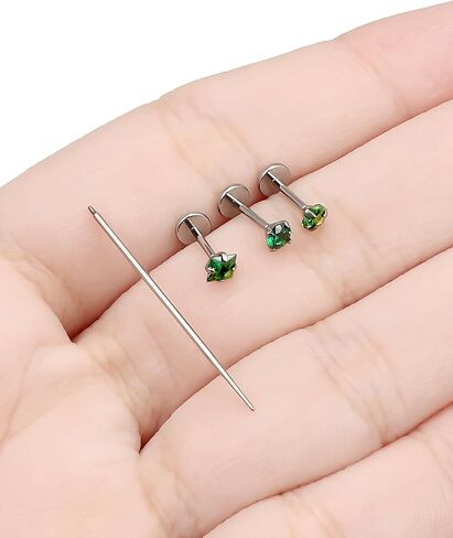 F136 Titanium 20/18/16g ملولبة داخليًا خلفًا مسطحة للأنف ذات الأقراط الشفاه Lip Medusa Monroe Multicolor Gem Jewelry مع تفتق للنساء الرجال in Kuwait