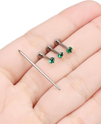 F136 Titanium 20/18/16g ملولبة داخليًا خلفًا مسطحة للأنف ذات الأقراط الشفاه Lip Medusa Monroe Multicolor Gem Jewelry مع تفتق للنساء الرجال in Kuwait