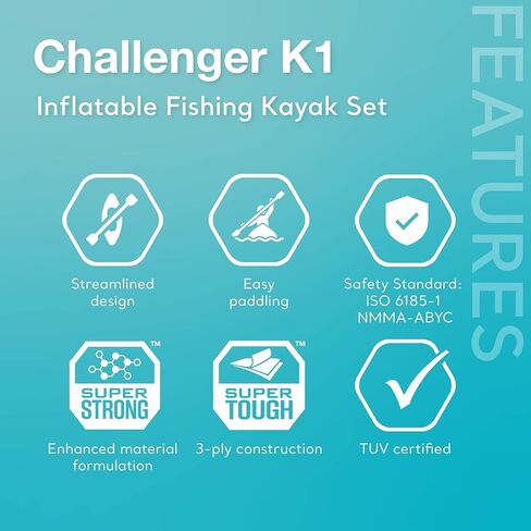 INTEX 68305EP Challenger K1 Inflatable Kayak Set: Includes Deluxe 86in Aluminum Oar and High-Output Pump – Adjustable Seat with Backrest – Removable Skeg – 1-Person – 220lb Weight Capacity in Saudi Arabia