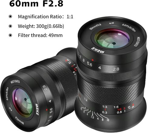 مايك عدسة ماكرو ثابتة بفتحة كبيرة 60 ملم f2.8 باطار APS-C والتركيز اليدوي متوافقة مع كاميرات اوليمبوس EM1 M5 M10 EP5 EPL3 PL5 باناسونيك لوميكس GM1 GM2 GX1 GX غير عاكسة M4/3 in Kuwait