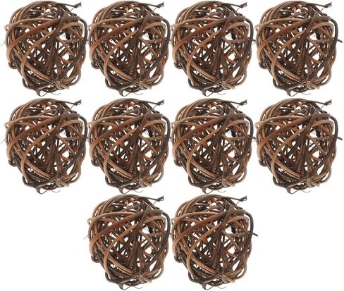 Rattan Decor 10pcs Decorative Wicker Rattan Balls Vase Filler Grapevine Christmas Baubles Ornament for Christmas Party Wall Decoration Bird Chew 5cm Decorative Balls in Saudi Arabia