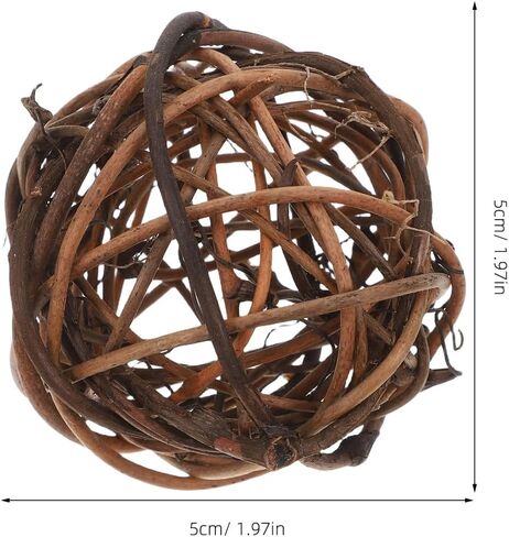 Rattan Decor 10pcs Decorative Wicker Rattan Balls Vase Filler Grapevine Christmas Baubles Ornament for Christmas Party Wall Decoration Bird Chew 5cm Decorative Balls in Saudi Arabia
