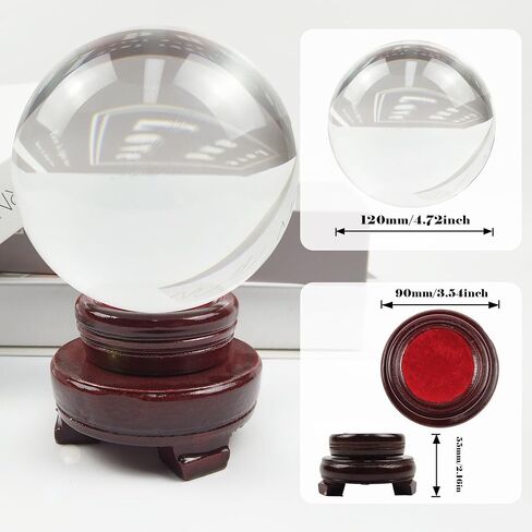 LUSTERING Crystal Ball with Stand, Large Crystal Sphere - Witchcraft and Functional Magical Accessory for Gifts, Home Office Decor (60mm) in Kuwait