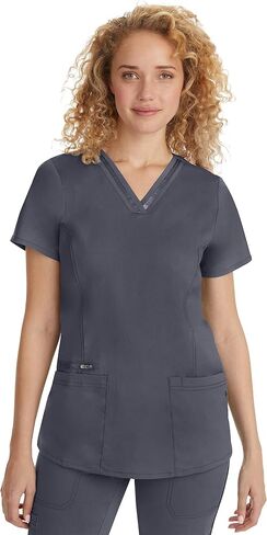 Healing Hands Scrub Set for Women with 5 Pockets, V-Neck Scrub Top 2278, and Taylor Pants 9095 with 2-Way Stretch Technology,Pewter - L Top/L Pant in Saudi Arabia