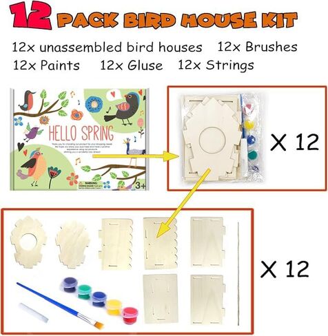 hapray 4 Pack Bird House Craft Kit, DIY Birdhouse for Kids to Build & Paint in Kuwait