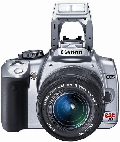 Canon Rebel XTi DSLR Camera with EF-S 18-55mm f/3.5-5.6 Lens (Silver) (OLD MODEL) in Saudi Arabia