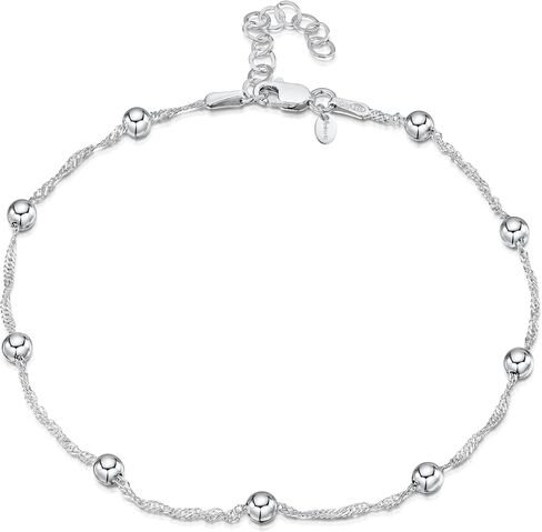 Amberta Italian Silver Silver Anchlet for Women 925 | أساور الكاحل القابلة للتعديل للنساء مجوهرات صيف القلب in Kuwait