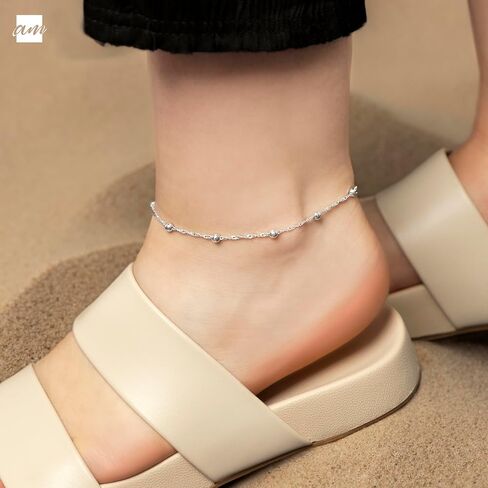 Amberta Italian Silver Silver Anchlet for Women 925 | أساور الكاحل القابلة للتعديل للنساء مجوهرات صيف القلب in Kuwait