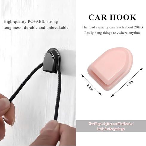 5 PCS Car Mini Hooks ، Ho -Auto Dashboard متعددة الوظائف ربط شماعات المقعد الخلفي للمادة الداخلية ، ملصقات خطاف الحامل المعلق للمفاتيح للمفاتيح (أسود) (أسود) in Kuwait