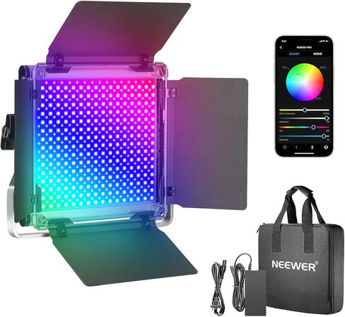 NEEWER RGB1200 60W RGB LED Video Light with APP & 2.4G Control, 22000 Lux@0.5m/1% Precise Min Dimming/360° RGB/ CRI 97+/TLCI 98+/2500K-8500K/18 Light Scenes for Studio Lighting Photography Videography in Saudi Arabia