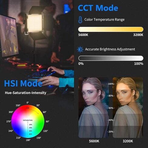 NEEWER RGB1200 60W RGB LED Video Light with APP & 2.4G Control, 22000 Lux@0.5m/1% Precise Min Dimming/360° RGB/ CRI 97+/TLCI 98+/2500K-8500K/18 Light Scenes for Studio Lighting Photography Videography in Saudi Arabia