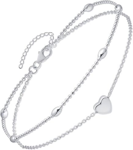 Amberta Italian Silver Silver Anchlet for Women 925 | أساور الكاحل القابلة للتعديل للنساء مجوهرات صيف القلب in Kuwait