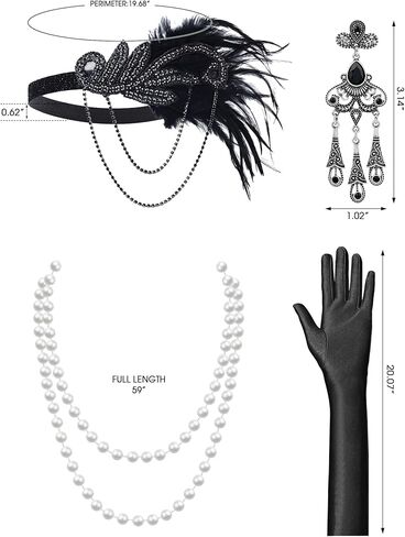 1920s Flapper Dresses for Women, Great Gatsby Dresses Roaring 20s, Sheer Beaded Sleeves Costume with 20s accessories in Kuwait