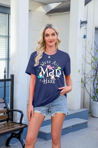 Magical Shirt Women Magic Princess T-Shirt We're All Mad Here Fairy Graphic Shirts Vacation Party Casual Short Sleeve Top in Saudi Arabia